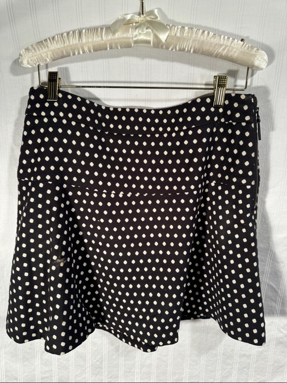 Ann Taylor Black Skater Skirt with White Polka Dots